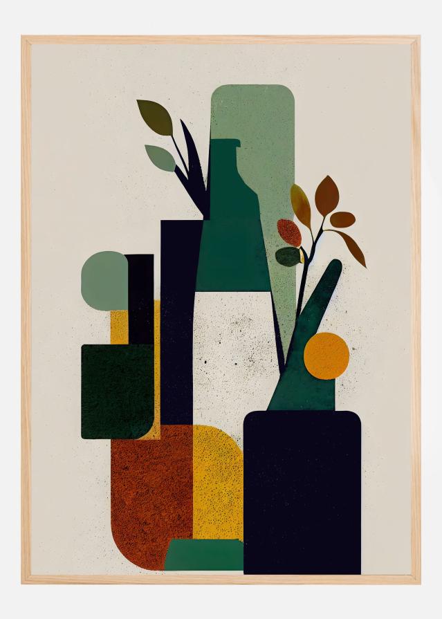 Bottle and Plant Постер