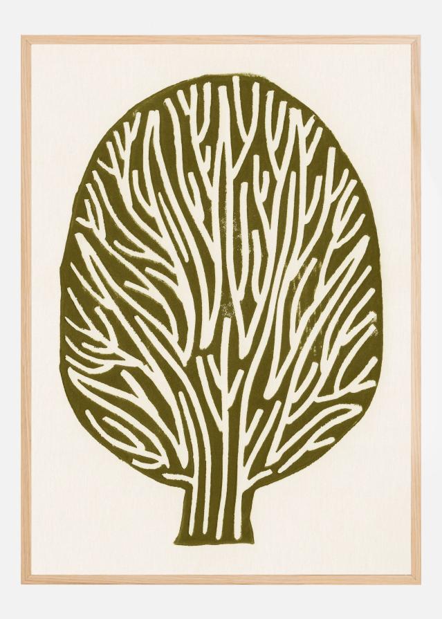 Linocut Tree Постер
