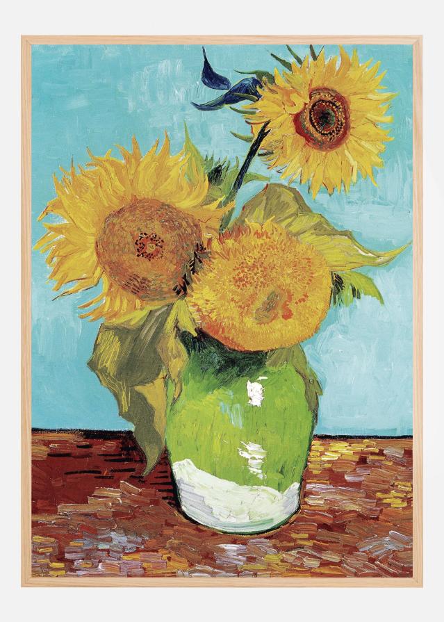 Vase With Three Sunflowers Постер