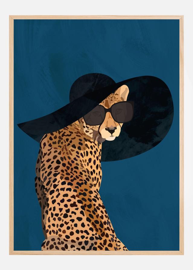 Fashionable Cheetah wearing a sunhat Постер