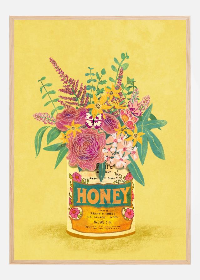 Flowers In a vintage Honey Can Постер