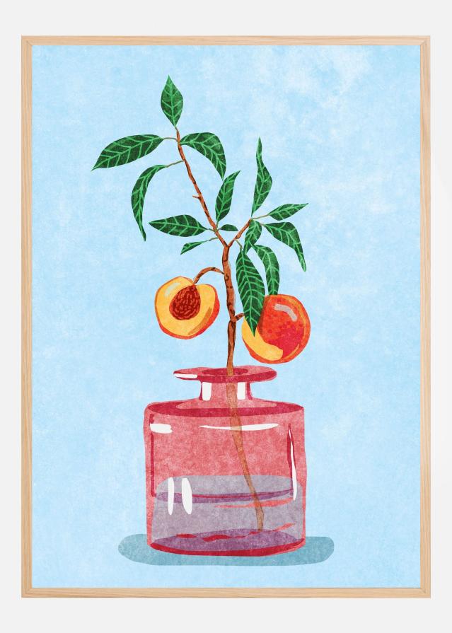 Peach Tree in Vase Постер
