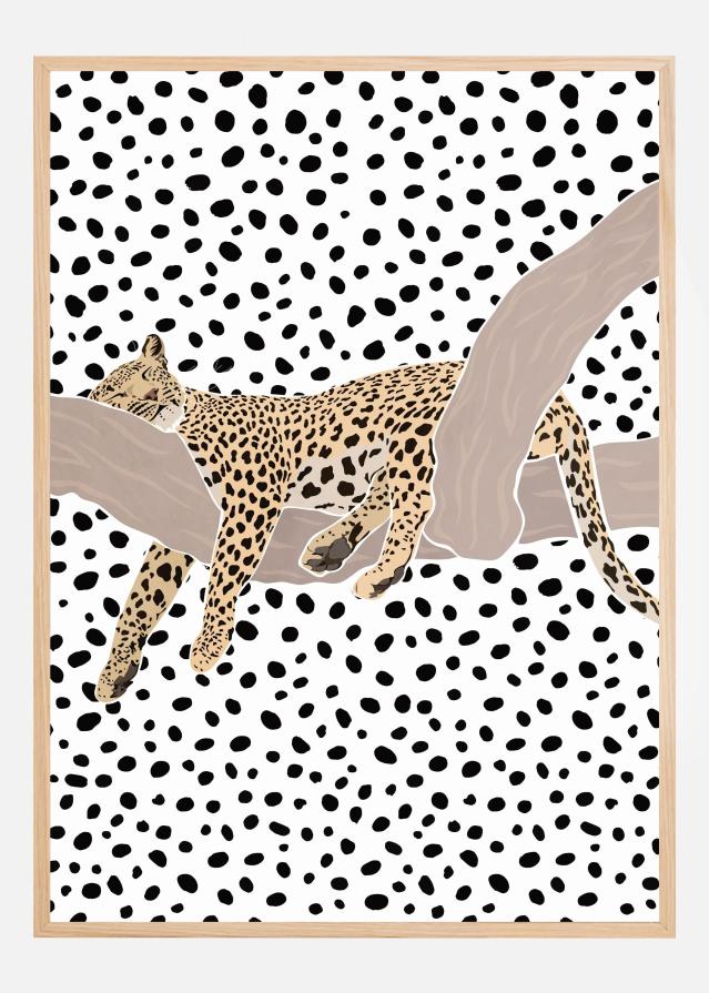 Leopard Sleeping Polkadots Постер