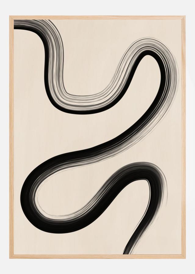 Black Brush Stroke Art Постер