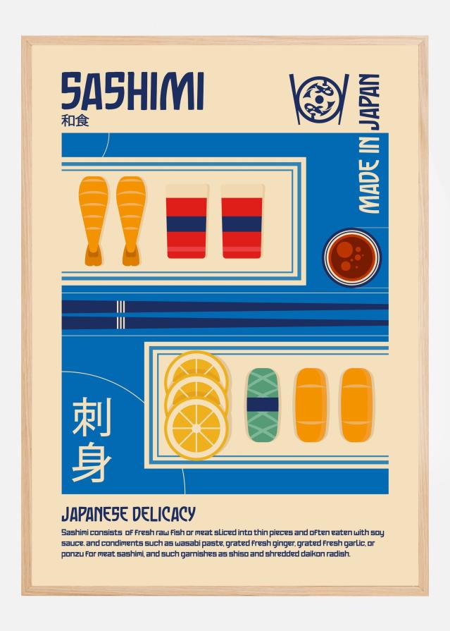 Sashimi Japanese Food Print Постер
