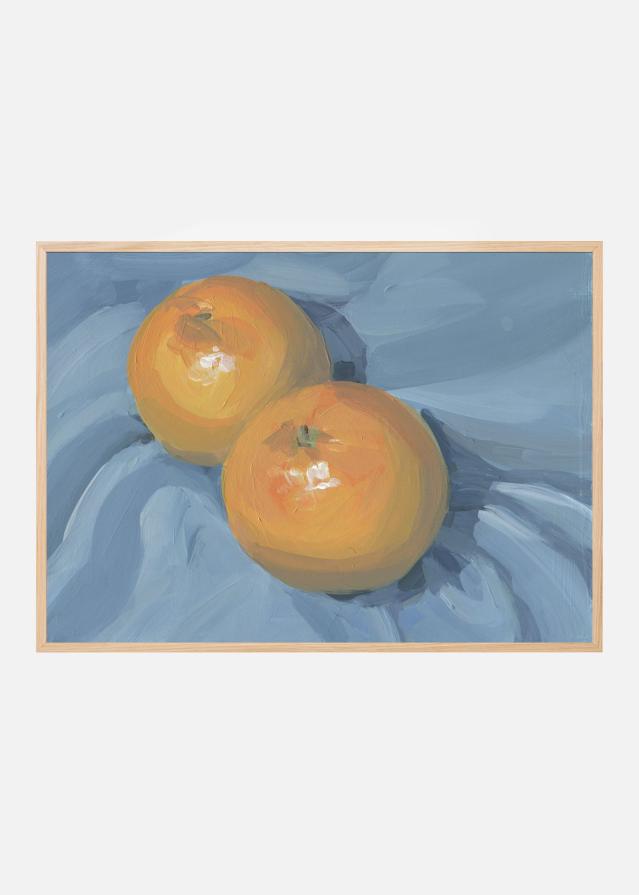 Oranges on Blue Постер