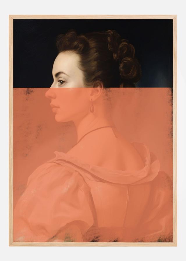 Altered Portrait of Woman Orange Modern Art Постер