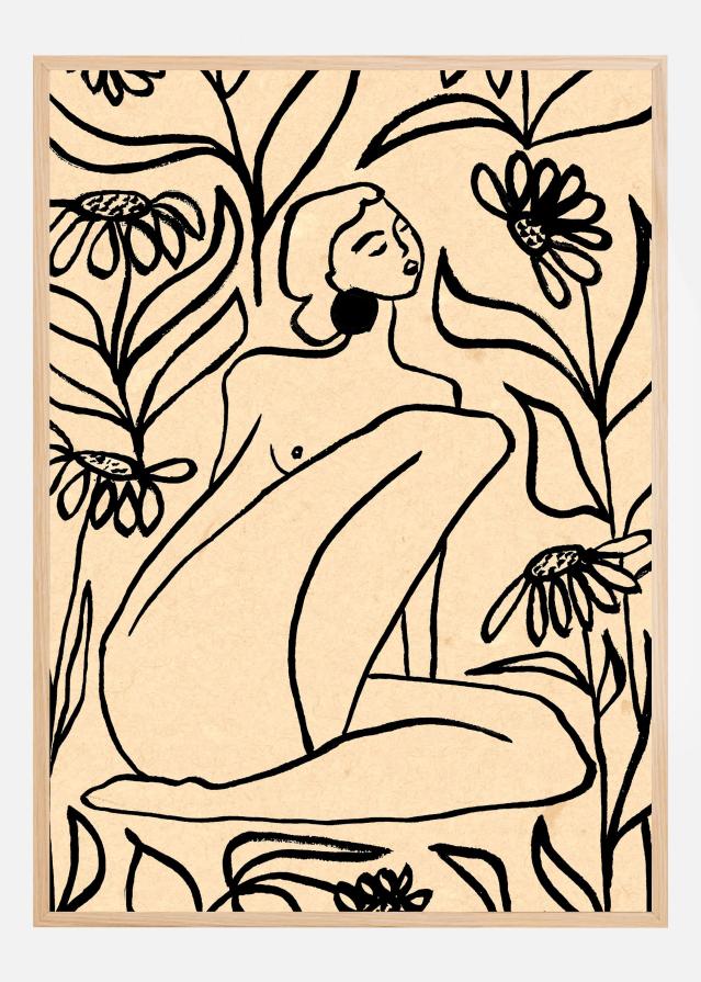 Girl In Sunflower Field Постер