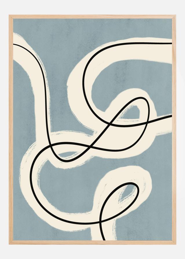 Minimalist line art in blue grey Постер