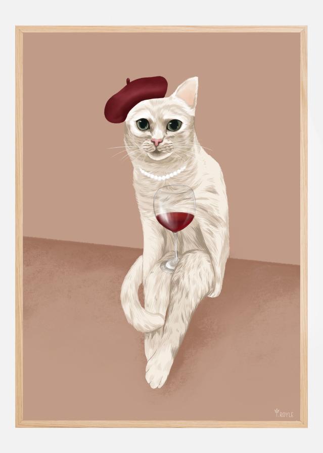 Classy Wine Cat Постер