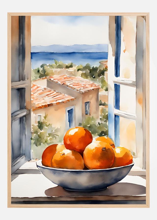 Orangenschale im Fenster Постер