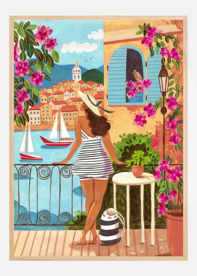 Travel woman in Saint-Tropez Постер