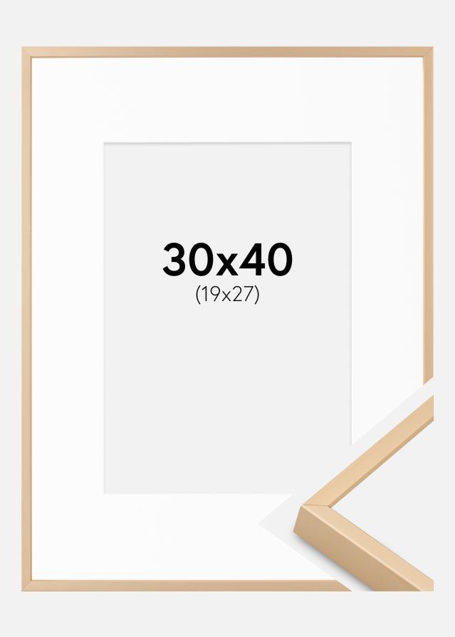 Алуминиева рамка Месинг 30x40 cm - Паспарту Бяло 20x28 cm