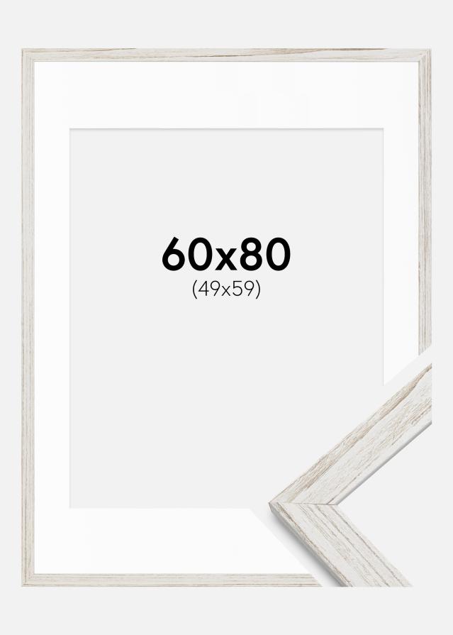 Рамка Stilren Vintage Бяло 60x80 cm - Паспарту Бяло 50x60 cm