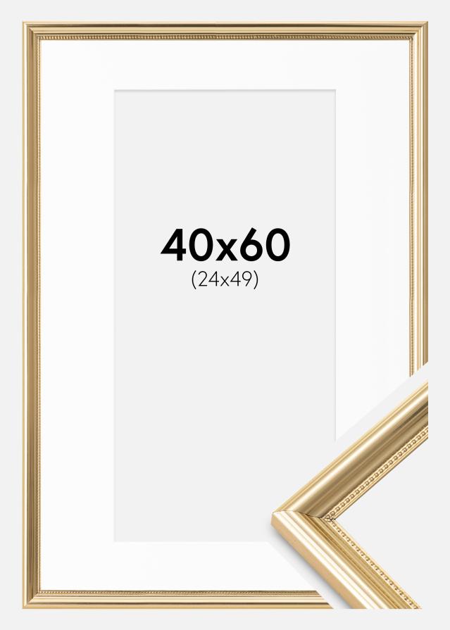 Рамка Gala Златно 40x60 cm - Паспарту бяло 25x50 cm