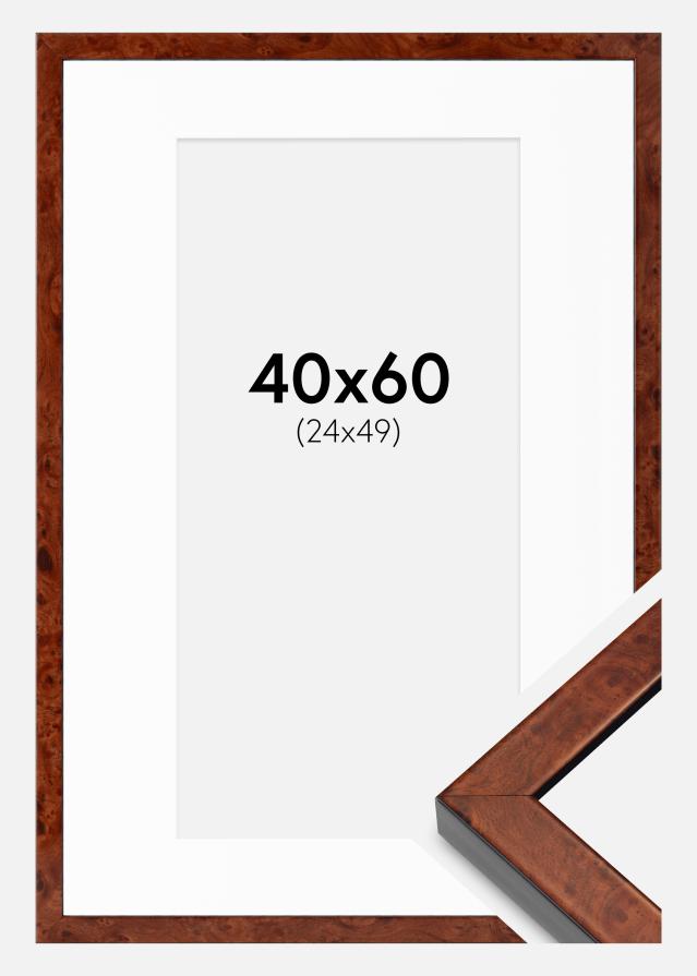 Рамка Hermes Орех 40х60 cm - Паспарту Бяло 25х50 cm