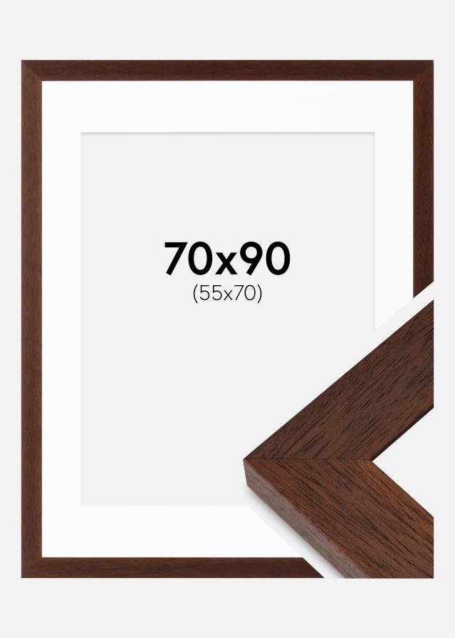 Рамка Juno Teak 70x90 cm - Паспарту Бяло 56x71 cm