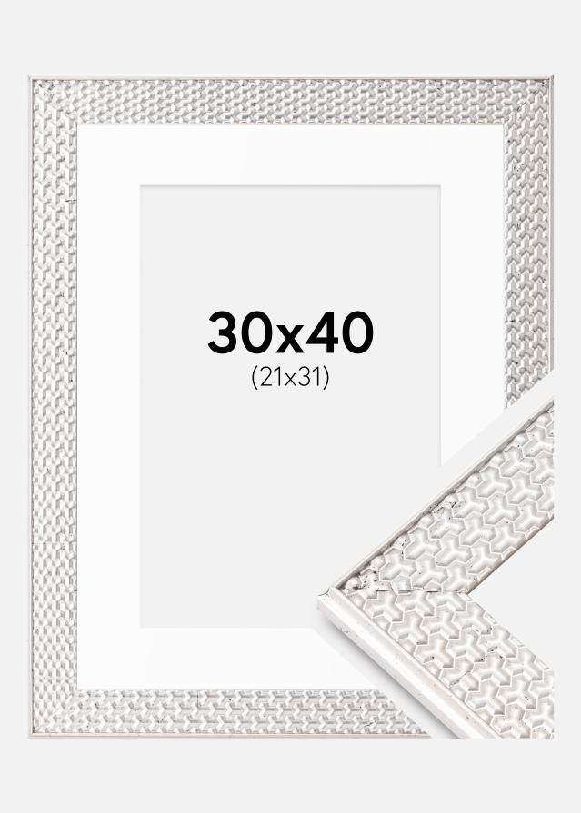 Рамка Grace Сребро 30x40 cm - Паспарту Бяло 22x32 cm