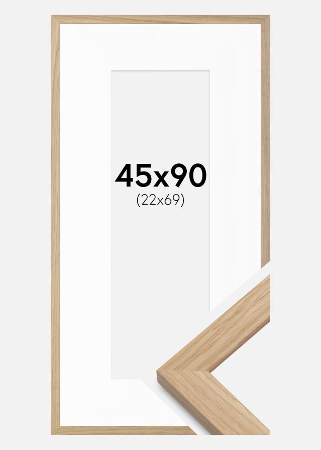Рамка Дъбово дърво 45x90 cm - Паспарту Бяло 23x70 cm