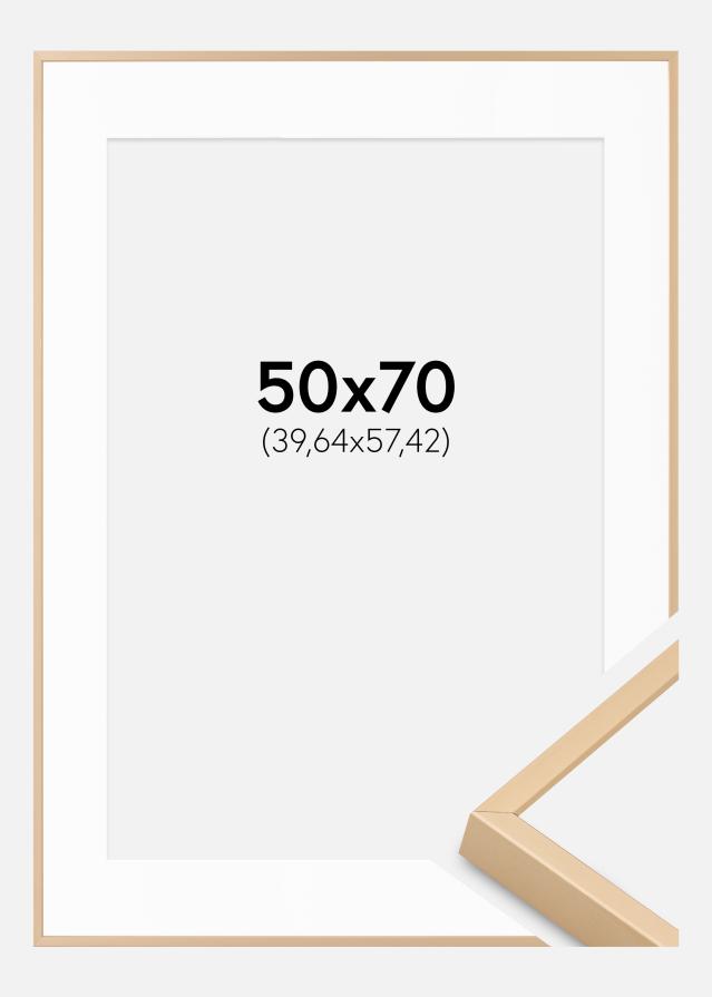 Алуминиева рамка Месинг 50x70 cm - Паспарту Бяло 16x23 inches