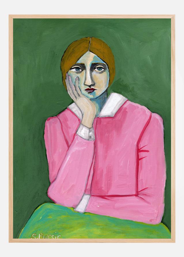 Vintage Lady in pink Постер