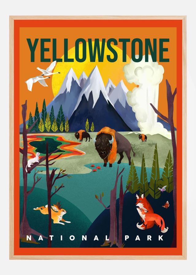 Yellowstone National Park Travel Art Постер