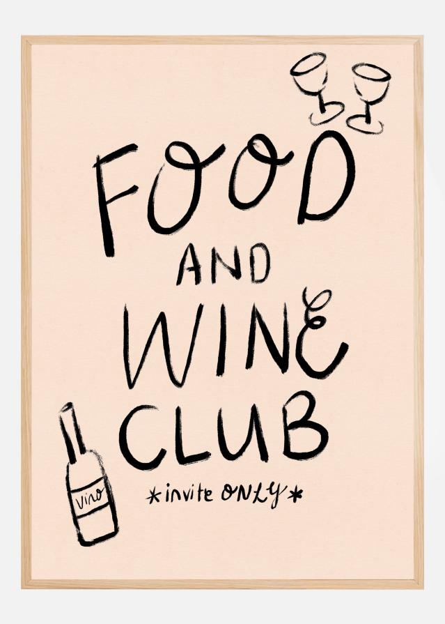 Food and Wine Club Typography Постер