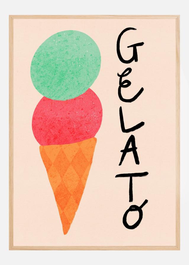 Gelato Italy Ice Cream Typography Постер