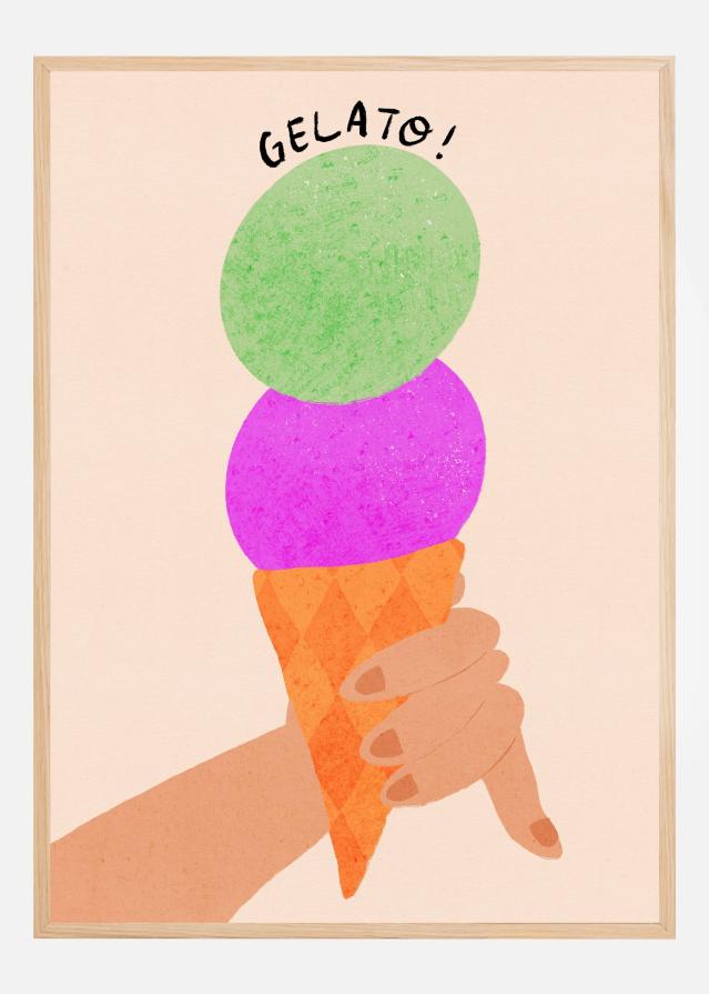Gelato Blueberry and Mint Italy Ice Cream Typography Постер