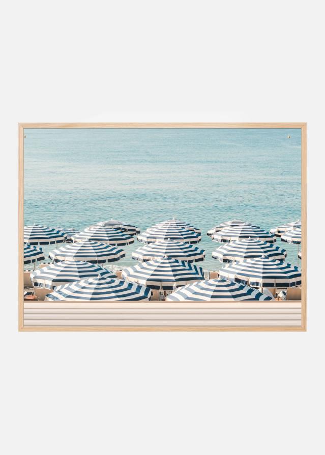 Striped Beach Umbrellas Постер