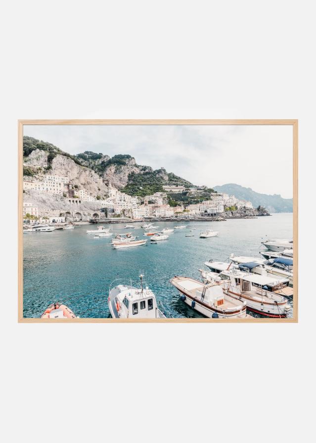 Amalfi coast with boats #2 Постер