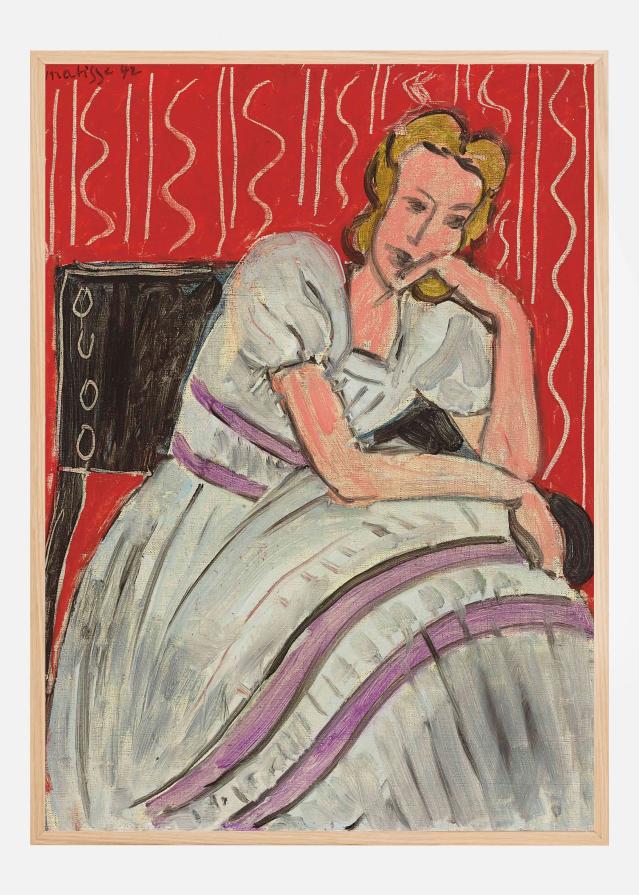 Jeune Femme Assise En Robe Grise - Henri Matisse Постер