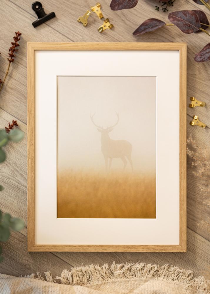 Рамка Ares Естествено Дъб 50x70 cm - Паспарту Бяло 15x23 inches