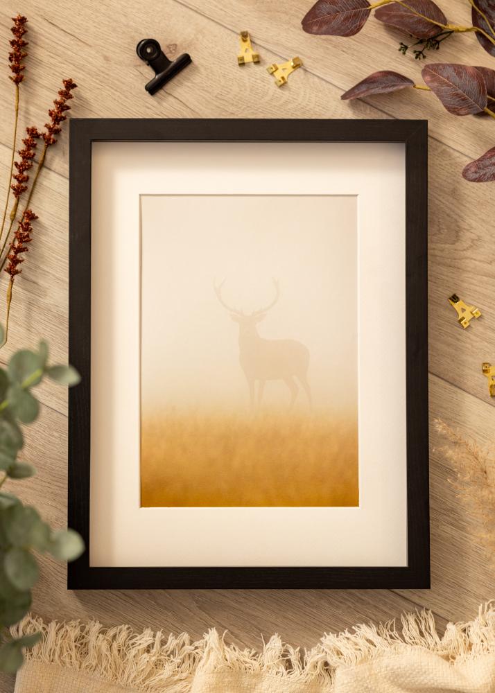 BGA Box рамка Черна 30x45 cm - Паспарту Бяло 8x14 inches