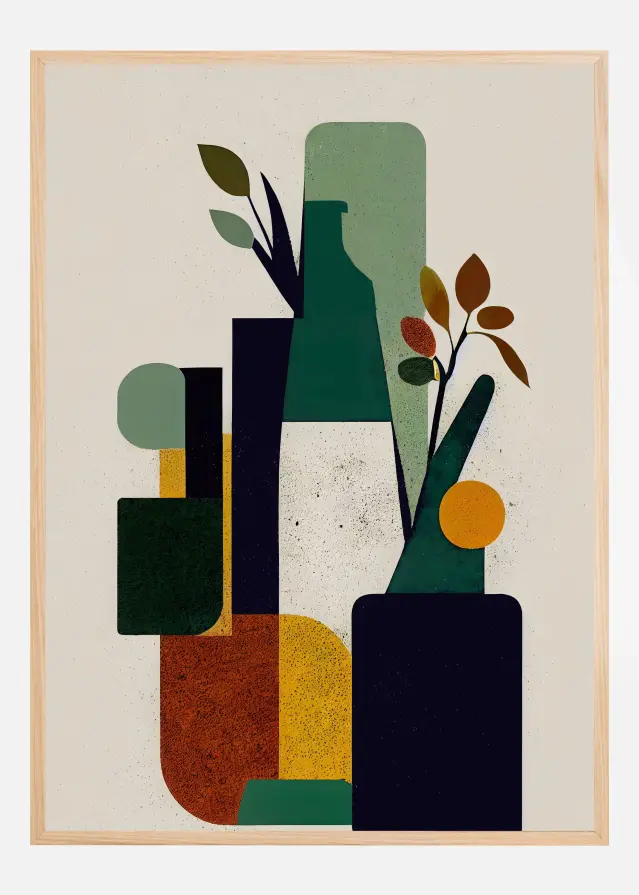 Bottle and Plant Постер