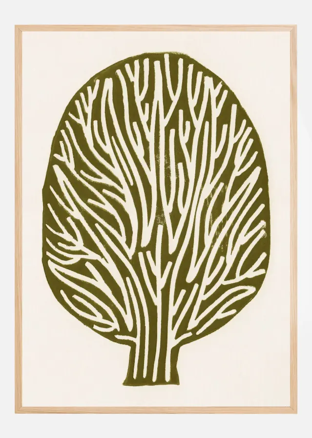 Linocut Tree Постер