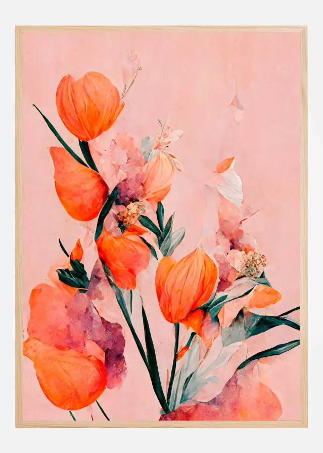 Orange Tulips Постер