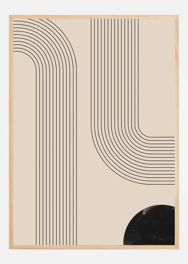 Black Minimal Line Art Постер