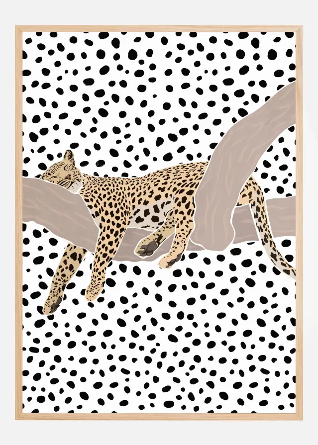 Leopard Sleeping Polkadots Постер