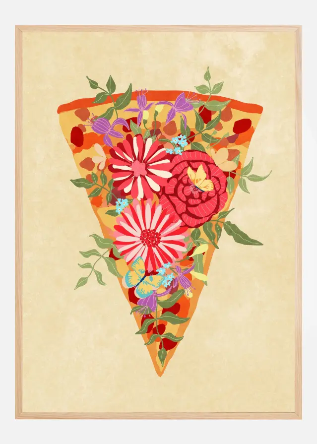 Slice of flower pizza Постер