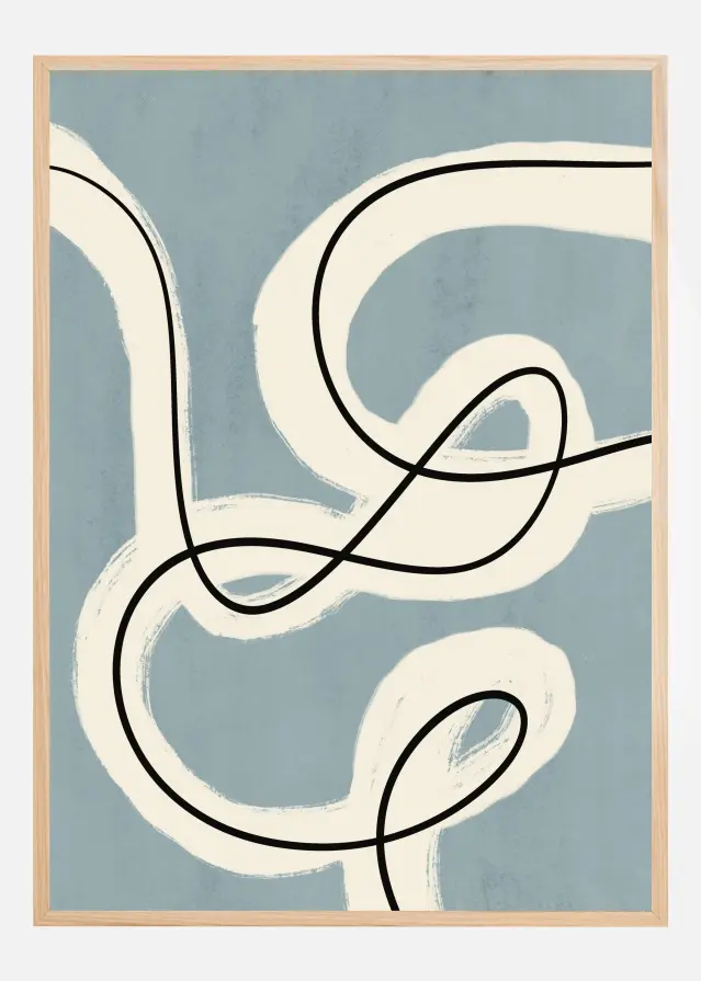 Minimalist line art in blue grey Постер