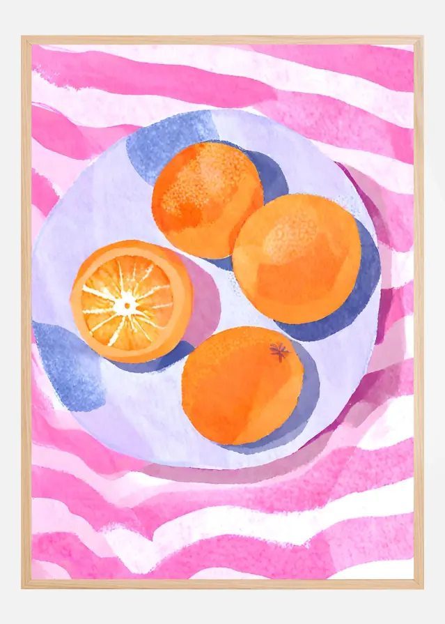 Orangen auf Teller Постер