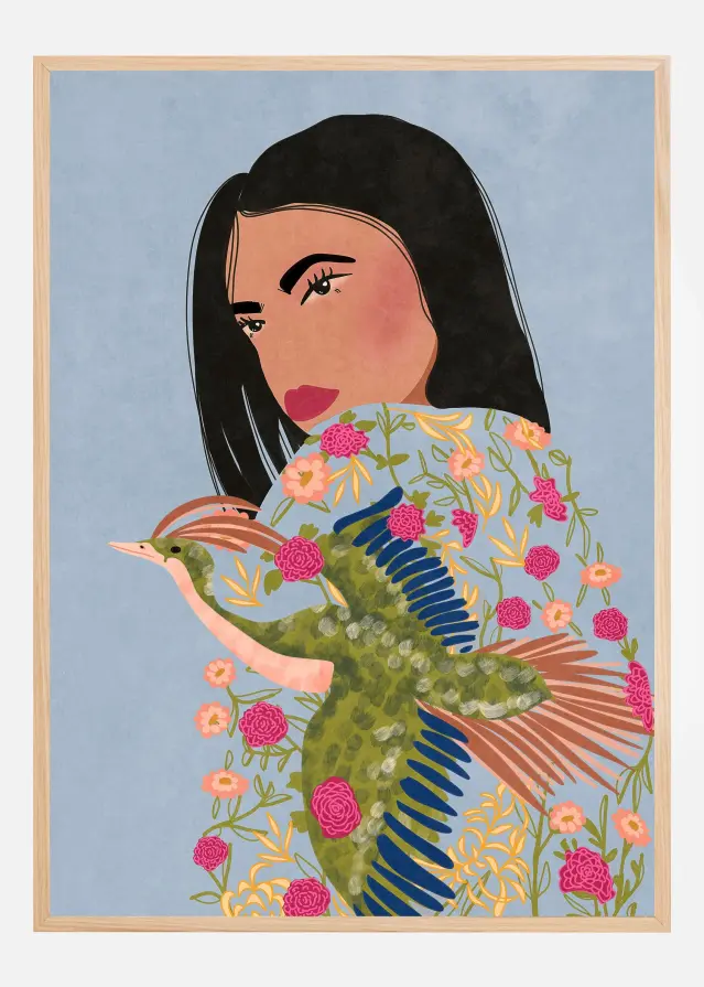 Girl with Crane Постер