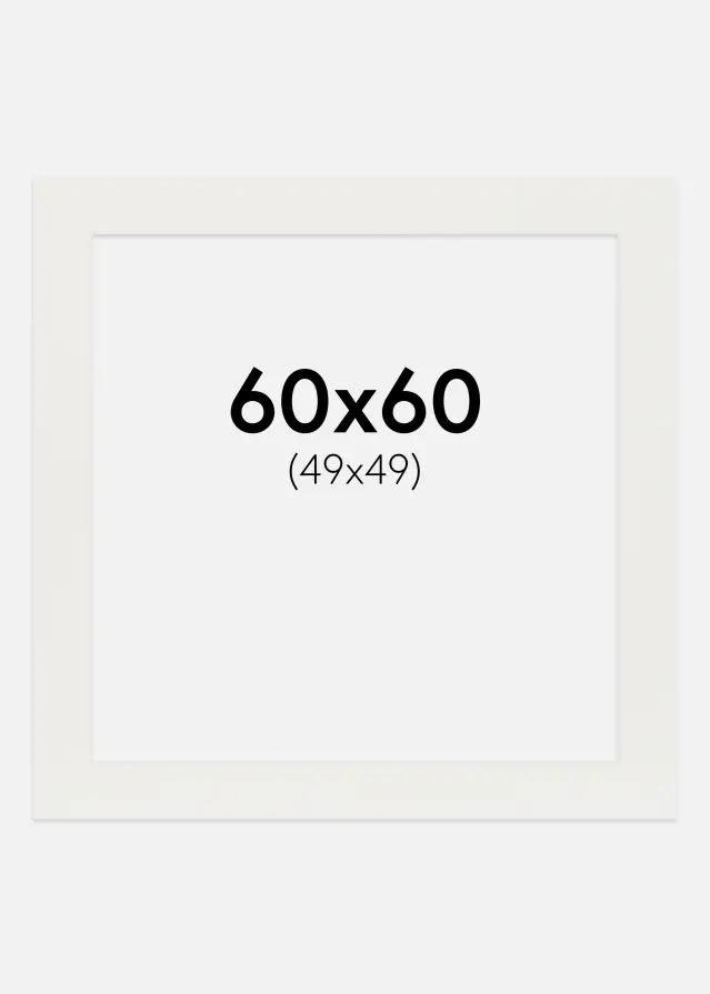 Паспарту бяло 3 mm Бяло ядро 60x60 cm (49x49)