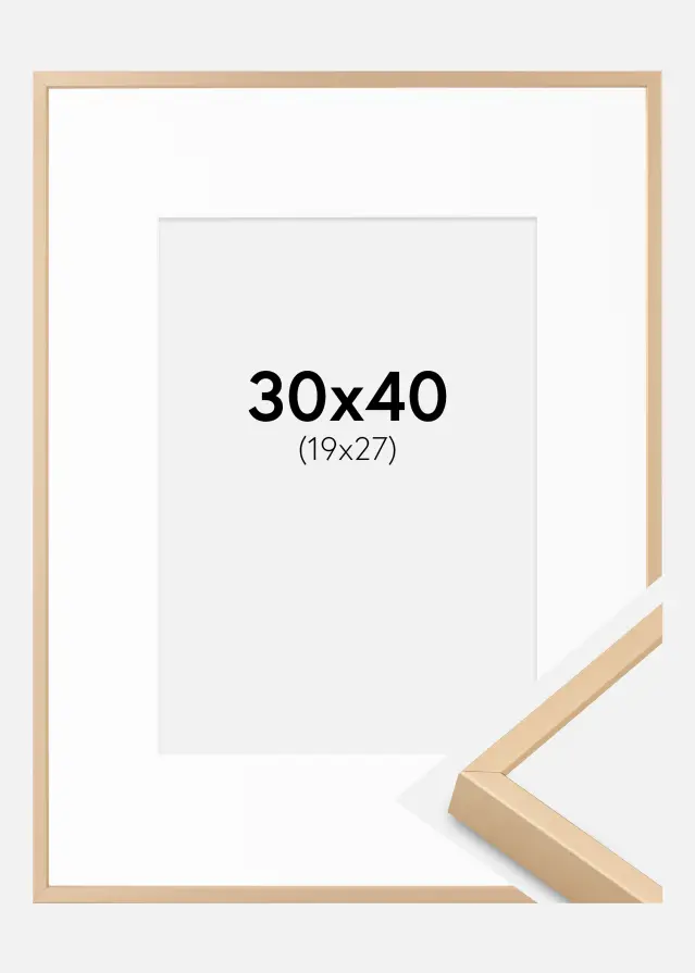 Алуминиева рамка Месинг 30x40 cm - Паспарту Бяло 20x28 cm