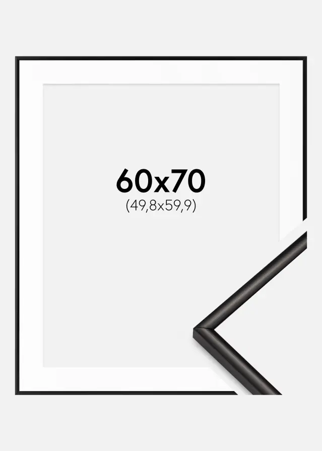 Рамка Scandi матово черен 60x70 cm - Паспарту Бяло 20x24 inches