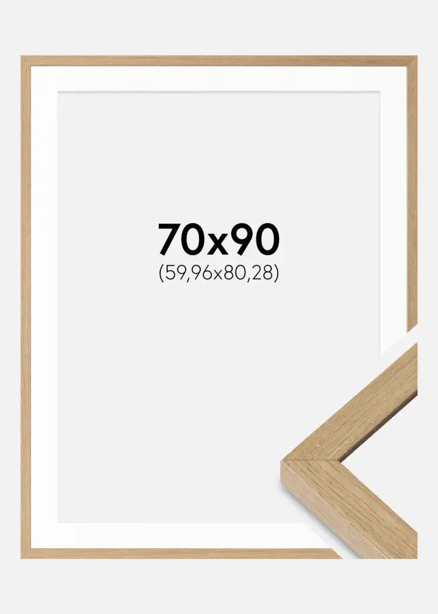 Рамка Hermes Естествено Дъб 70x90 cm - Паспарту Бяло 24x32 inches