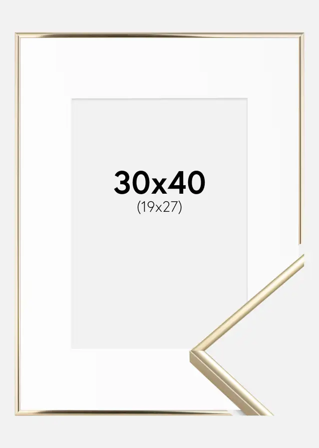 Рамка Visby Гланцово злато 30x40 cm - Паспарту бяло 20x28 cm