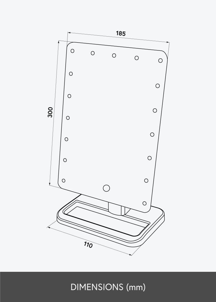 KAILA Козметично огледало Foot Черно 18x30 cm