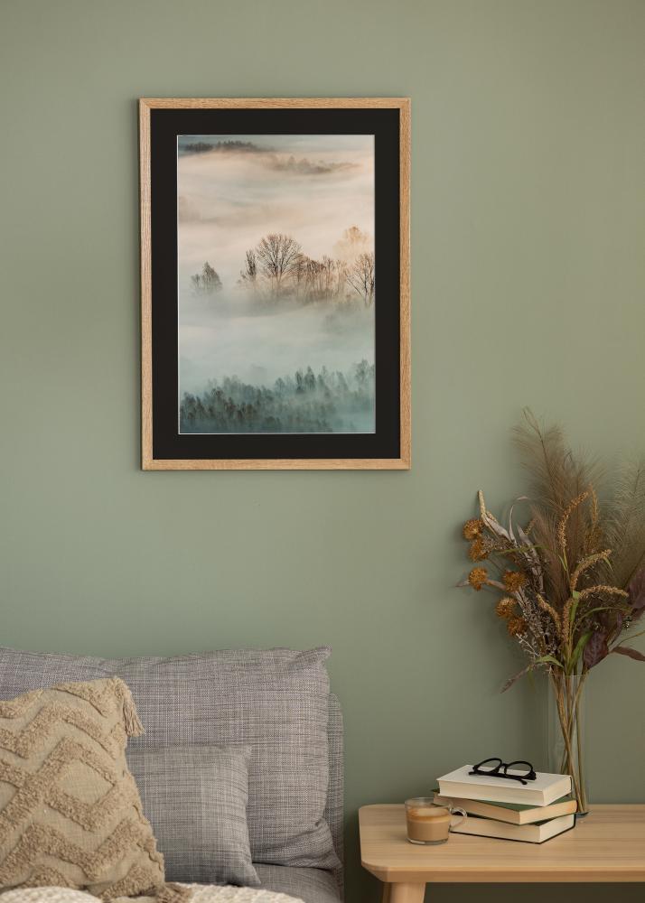 Рамка Fiorito Светъл дъб 30x40 cm - Паспарту Черно 21x30 cm